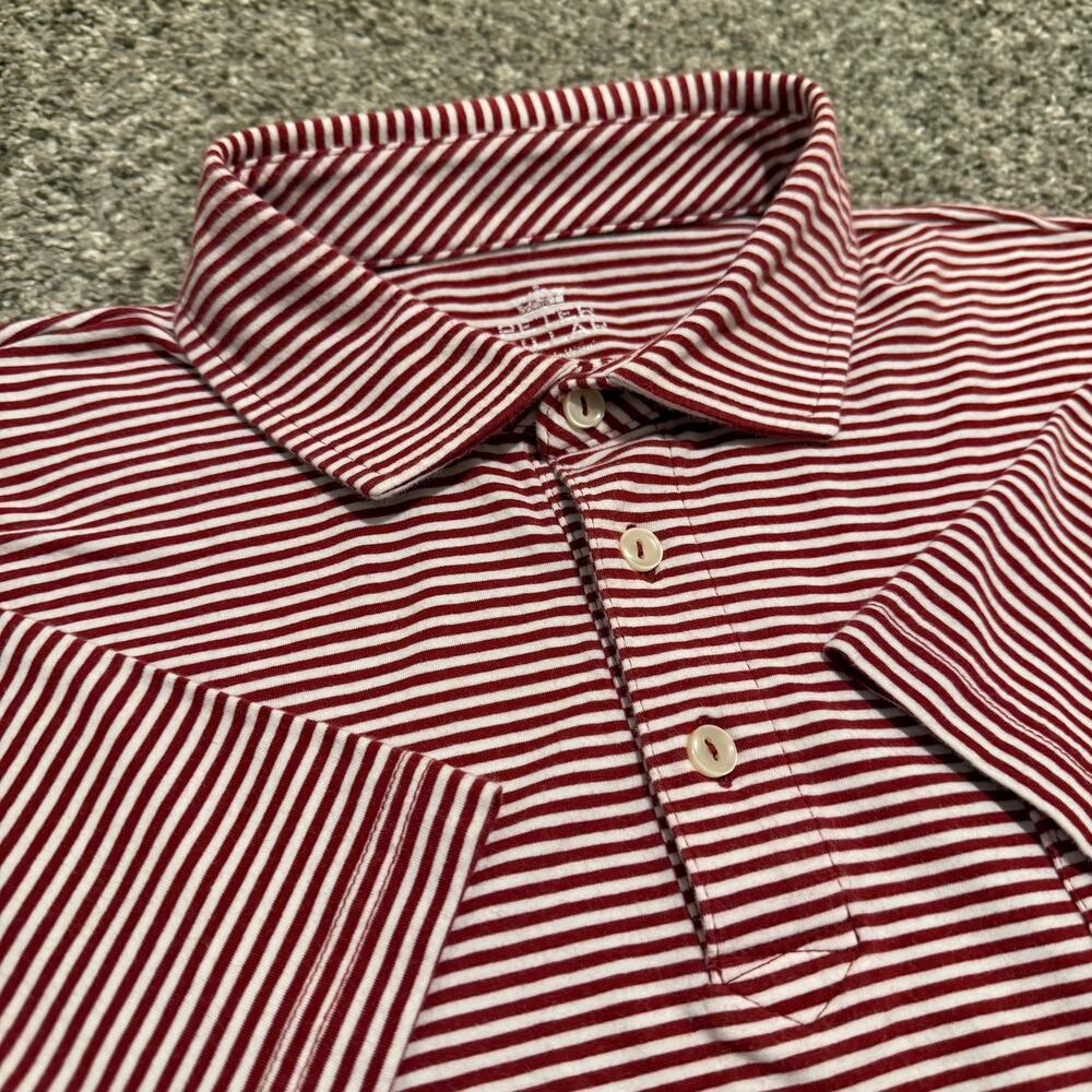 Peter Millar Crown Cotton Stripe Polo Mens Medium Red White